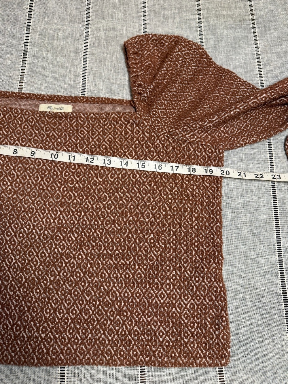 Madewell Jacquard Puff-Sleeve Crop Top in Dark Merlot sz Medium Knit Square-Neck - Picture 10 of 12